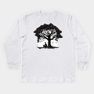 Meditation under a Tree - Designs for a Green Future Kids Long Sleeve T-Shirt